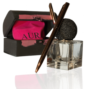 Scrie-ti visele cu cele 2 pixuri personalizare si savureaaz dulceata viitorului cu parfumul "AURA by Delia Nistor" Cadou